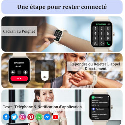 Kalinco montre connectée femme homme avec alexa intégré, 1,8" smartwatch avec appel bleutooth, podometre/fréquence cardiaque/som