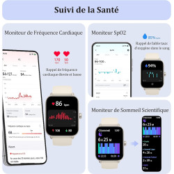 Kalinco montre connectée femme homme avec alexa intégré, 1,8" smartwatch avec appel bleutooth, podometre/fréquence cardiaque/som