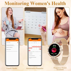 Vicloon montre connectée femmes avec appel bleutooth, 1.19'' smartwatch intégré avec moniteur de spo2/fréquence cardiaque/sommei