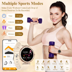 Vicloon montre connectée femmes avec appel bleutooth, 1.19'' smartwatch intégré avec moniteur de spo2/fréquence cardiaque/sommei