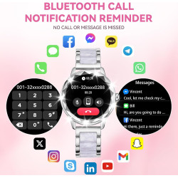 Montre Connectée Femme avec Appels, 123 Modes Sportifs, Visionneuse de Sommeil, Suivi du Cycle Menstruel, IP68 Montre Femme Conn
