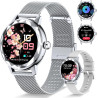 Montre connectée femme, avec 2 bracelets ajustables, fonction appel/réponse bleutooth, écran tactile 1,19" smartwatch, suivi 123