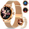 Montre connectée femme, avec 2 bracelets ajustables, fonction appel/réponse bleutooth, écran tactile 1,19" smartwatch, suivi 123