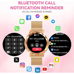 Montre connectée femme, avec 2 bracelets ajustables, fonction appel/réponse bleutooth, écran tactile 1,19" smartwatch, suivi 123