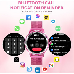 Montre connectée femme, avec 2 bracelets ajustables, fonction appel/réponse bleutooth, 1,19" smartwatch, suivi 123 modes sportif