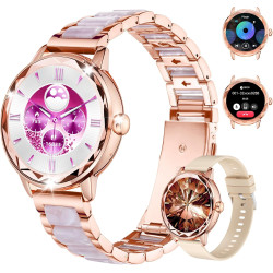 Montre Connectée Femme avec Appels, 123 Modes Sportifs, IP68 Montre Femme Connectée, Visionneuse de Sommeil, Suivi du Cycle Mens