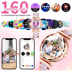 Montre Connectée Femme avec Appels, 123 Modes Sportifs, IP68 Montre Femme Connectée, Visionneuse de Sommeil, Suivi du Cycle Mens