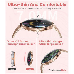 SUNKTA Montre Connectée Femme Léger avec Ultra-Mince 1.43'' Écran Courbé AMOLED Appels Podómetro/Fréquence Cardiaque 100+ Modes 