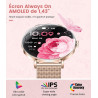 SUNKTA Montre Connectée Femme Léger avec Ultra-Mince 1.43'' Écran Courbé AMOLED Appels Podómetro/Fréquence Cardiaque 100+ Modes 