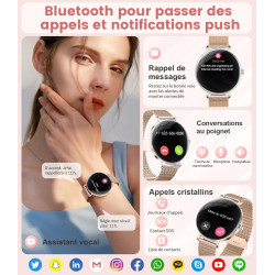 SUNKTA Montre Connectée Femme Léger avec Ultra-Mince 1.43'' Écran Courbé AMOLED Appels Podómetro/Fréquence Cardiaque 100+ Modes 
