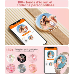 SUNKTA Montre Connectée Femme Léger avec Ultra-Mince 1.43'' Écran Courbé AMOLED Appels Podómetro/Fréquence Cardiaque 100+ Modes 