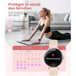 SUNKTA Montre Connectée Femme Léger avec Ultra-Mince 1.43'' Écran Courbé AMOLED Appels Podómetro/Fréquence Cardiaque 100+ Modes 
