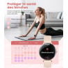 SUNKTA Montre Connectée Femme Léger avec Ultra-Mince 1.43'' Écran Courbé AMOLED Appels Podómetro/Fréquence Cardiaque 100+ Modes 