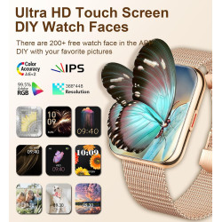 Iaret montre connectée femme avec appel bleutooth, 1,85" hd smartwatch, 100+ sportifs, moniteur de sommeil cardiofréquencemètre,