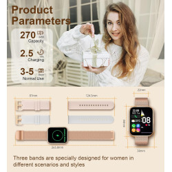 Iaret montre connectée femme avec appel bleutooth, 1,85" hd smartwatch, 100+ sportifs, moniteur de sommeil cardiofréquencemètre,