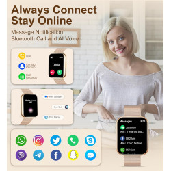 Iaret montre connectée femme avec appel bleutooth, 1,85" hd smartwatch, 100+ sportifs, moniteur de sommeil cardiofréquencemètre,