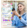 Iaret montre connectée femme avec appel bleutooth, 1,85" hd smartwatch, 100+ sportifs, moniteur de sommeil cardiofréquencemètre,