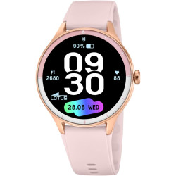 LOTUS Smartwatch Homme Femme - Montre Connectée Unisexe Bracelet Silicone Rose - Étanche IP65 - Commande Vocale IA, Musique, Pod