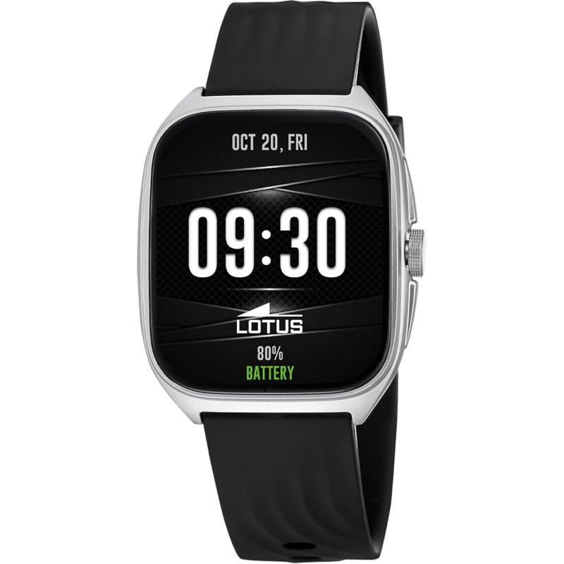 LOTUS Smartwatch Homme Femme - Montre Connectée Unisexe Bracelet Silicone Noir - Étanche IP65 - Commande Vocale IA, Contrôle Mus