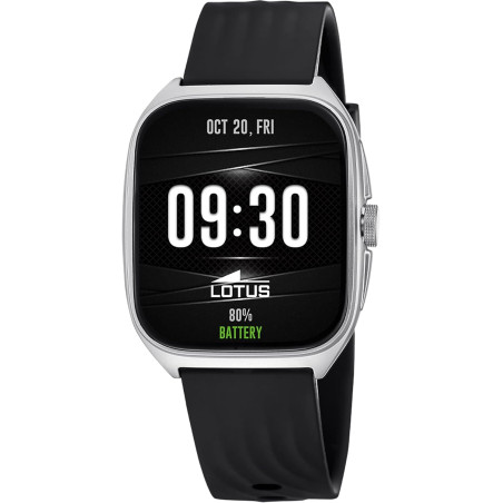 LOTUS Smartwatch Homme Femme - Montre Connectée Unisexe Bracelet Silicone Noir - Étanche IP65 - Commande Vocale IA, Contrôle Mus