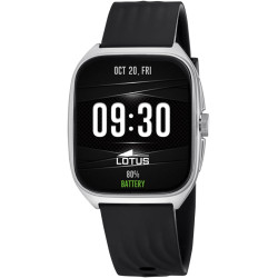 LOTUS Smartwatch Homme Femme - Montre Connectée Unisexe Bracelet Silicone Noir - Étanche IP65 - Commande Vocale IA, Contrôle Mus