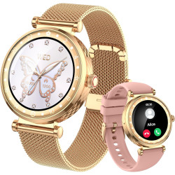 Montre connectée femme avec appel bleutooth,2025 neu amoled ultra-fin 1.19" smartwatch santé au féminin/cycle menstruel/spo2/sui