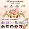 Montre connectée femme avec appel bleutooth,2025 neu amoled ultra-fin 1.19" smartwatch santé au féminin/cycle menstruel/spo2/sui