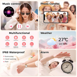 Montre connectée femme avec appel bleutooth,2025 neu amoled ultra-fin 1.19" smartwatch santé au féminin/cycle menstruel/spo2/sui