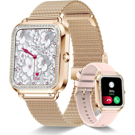 2025 Smartwatch Femme, Montre connectée 1,60 pouces avec fonction d'appel/réponse, plus de 110 modes sportifs, tracker d'activit