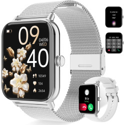 Montre Connectée Femme, 1,85" Smartwatch 100+ Modes Sportifs Podometre Moniteur de Fréquence Cardiaque Tension artérielle SpO2 M