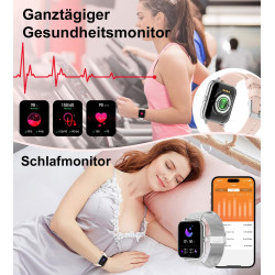 Montre Connectée Femme, 1,85" Smartwatch 100+ Modes Sportifs Podometre Moniteur de Fréquence Cardiaque Tension artérielle SpO2 M