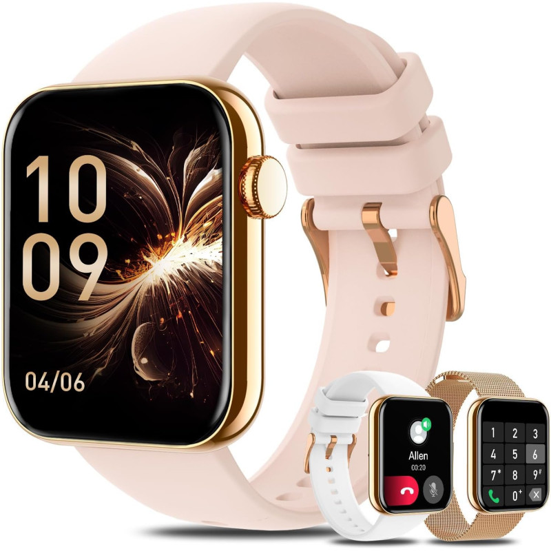 Montre Connectée Femme, 1,85" Full Touch Smartwatch avec Répondre/Numéroter, 100+ Modes Sportifs, Compteur de Calories, Montre C