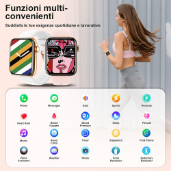 Montre Connectée Femme, 1,85" Full Touch Smartwatch avec Répondre/Numéroter, 100+ Modes Sportifs, Compteur de Calories, Montre C