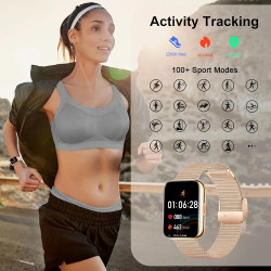 1.85" hd montre connectée femme avec appel bleutooth,100+ sportifs, moniteur de sommeil cardiofréquencemètre tension artérielle 
