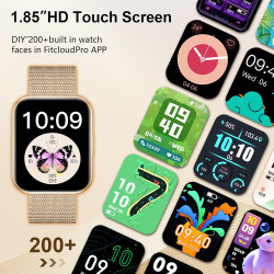 1.85" hd montre connectée femme avec appel bleutooth,100+ sportifs, moniteur de sommeil cardiofréquencemètre tension artérielle 