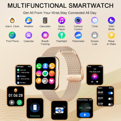 1.85" hd montre connectée femme avec appel bleutooth,100+ sportifs, moniteur de sommeil cardiofréquencemètre tension artérielle 