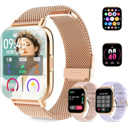 Montre Connectée Femme Homme,3 Bracelets Santé Féminine Sommeil Fréquence Cardiaque SpO2, 100+ Modes Sportifs, 1.7" Montre Intél