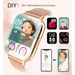 Montre Connectée Femme Homme,3 Bracelets Santé Féminine Sommeil Fréquence Cardiaque SpO2, 100+ Modes Sportifs, 1.7" Montre Intél