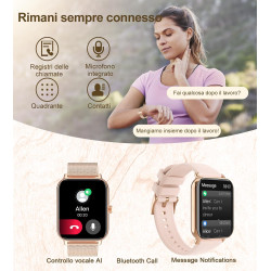 Montre connectée femme avec appel bleutooth, 1,85" smartwatch avec etanche 100+ modes sportifs podometre, moniteur de sommeil ca