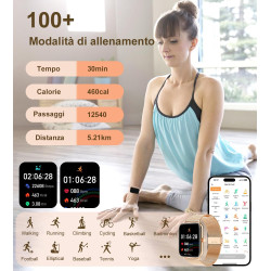 Montre connectée femme avec appel bleutooth, 1,85" smartwatch avec etanche 100+ modes sportifs podometre, moniteur de sommeil ca