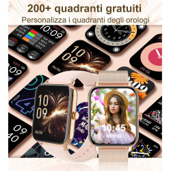 Montre connectée femme avec appel bleutooth, 1,85" smartwatch avec etanche 100+ modes sportifs podometre, moniteur de sommeil ca