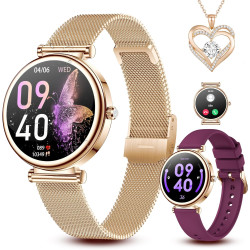 Montre connectée femme,écran tactile hd de 1,3 pouces étanche ip68,avec appel bleutooth sport smartwatch podometre cardiofrequen