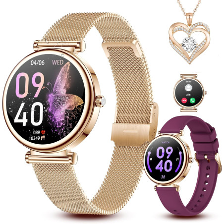 Montre connectée femme,écran tactile hd de 1,3 pouces étanche ip68,avec appel bleutooth sport smartwatch podometre cardiofrequen