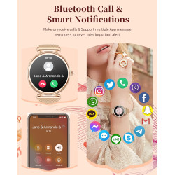 Montre connectée femme,écran tactile hd de 1,3 pouces étanche ip68,avec appel bleutooth sport smartwatch podometre cardiofrequen