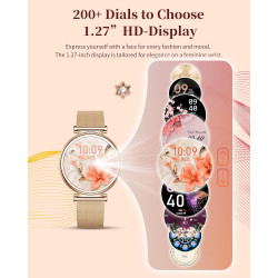 Montre connectée femme,écran tactile hd de 1,3 pouces étanche ip68,avec appel bleutooth sport smartwatch podometre cardiofrequen