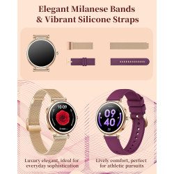 Montre connectée femme,écran tactile hd de 1,3 pouces étanche ip68,avec appel bleutooth sport smartwatch podometre cardiofrequen