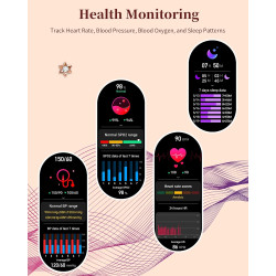 Montre connectée femme,écran tactile hd de 1,3 pouces étanche ip68,avec appel bleutooth sport smartwatch podometre cardiofrequen