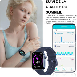Montre connectée femme homme avec appels bleutooth, 1.85" hd smartwatch avec 140+ modes sportifs, etanche ip68 montre connectee 
