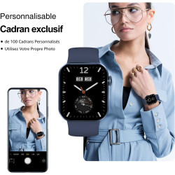 Montre connectée femme homme avec appels bleutooth, 1.85" hd smartwatch avec 140+ modes sportifs, etanche ip68 montre connectee 