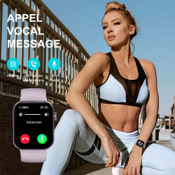 Montre connectée femme homme avec appels bleutooth, 1.85" hd smartwatch avec 140+ modes sportifs, etanche ip68 montre connectee 